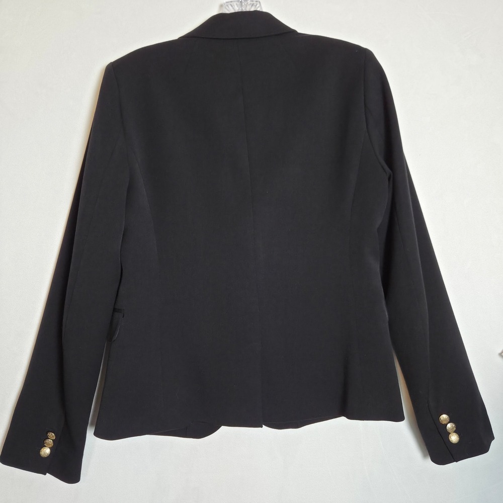 J.Crew Women 6 Preppy Dark Academia Schoolboy Blazer Black Gold Crest Button - Picture 10 of 10